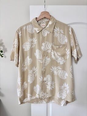 Beams Japan Pineapple Print Button Up Short Sleeve Shirt Women’s Medium